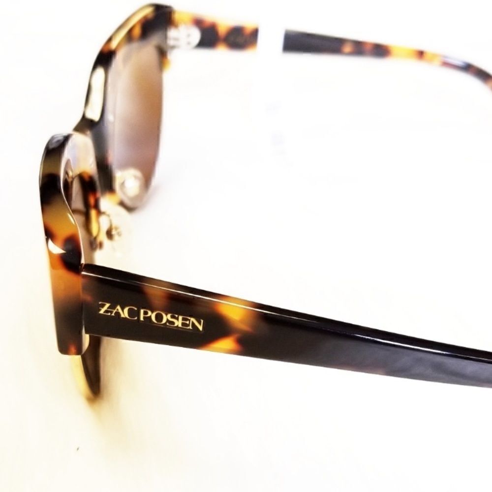 Zac Posen Kouka Tortoise Shell Gold Rim Sunglasses With Hard Case Brown Lenses — image 6 of 8